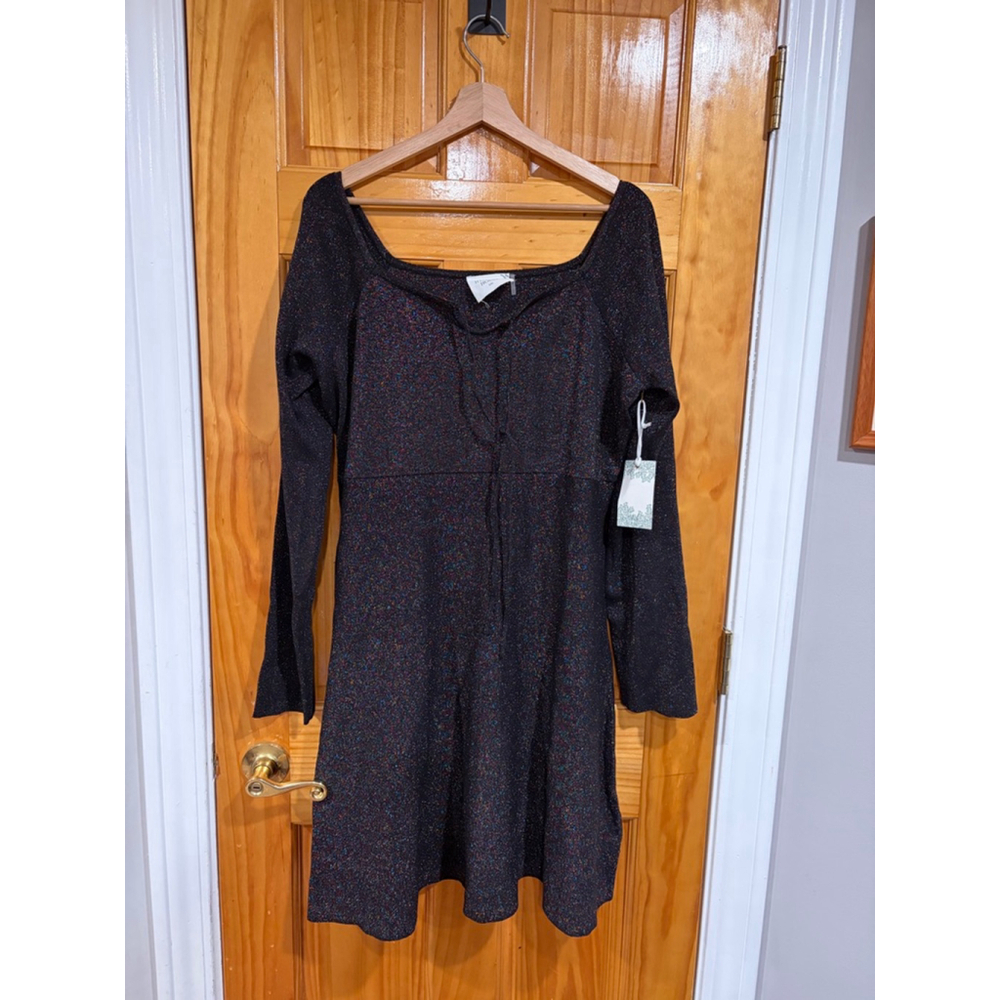 Hyacinth House Selena Knit Black Metallic Glitter Party Dress XXL NWT